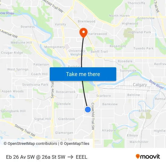 Eb 26 Av SW @ 26a St SW to EEEL map