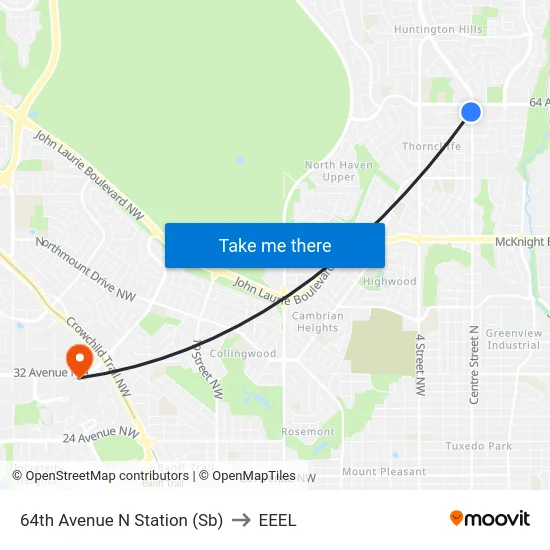 64th Avenue N Station (Sb) to EEEL map