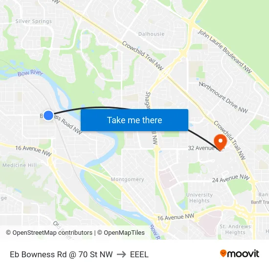 Eb Bowness Rd @ 70 St NW to EEEL map