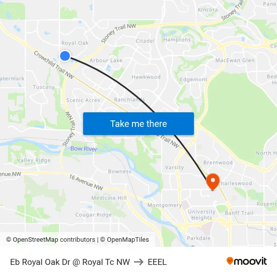 Eb Royal Oak Dr @ Royal Tc NW to EEEL map