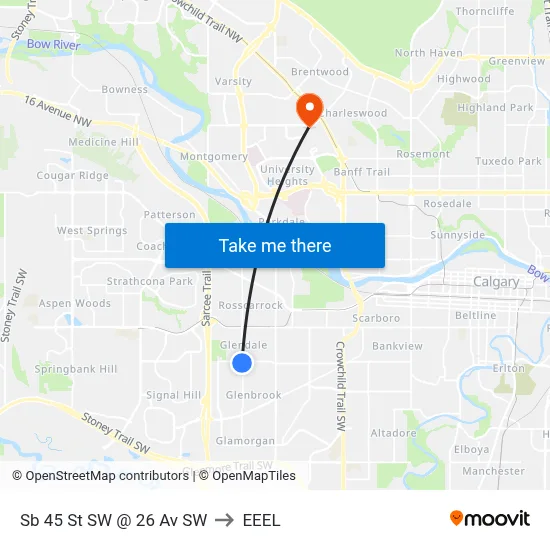 Sb 45 St SW @ 26 Av SW to EEEL map