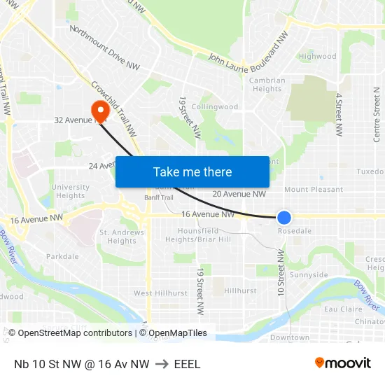 Nb 10 St NW @ 16 Av NW to EEEL map