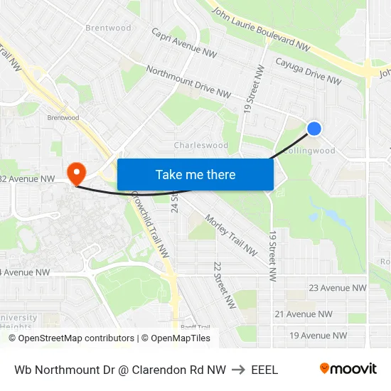 Wb Northmount Dr @ Clarendon Rd NW to EEEL map