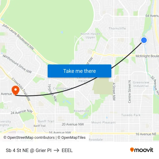Sb 4 St NE @ Grier Pl to EEEL map