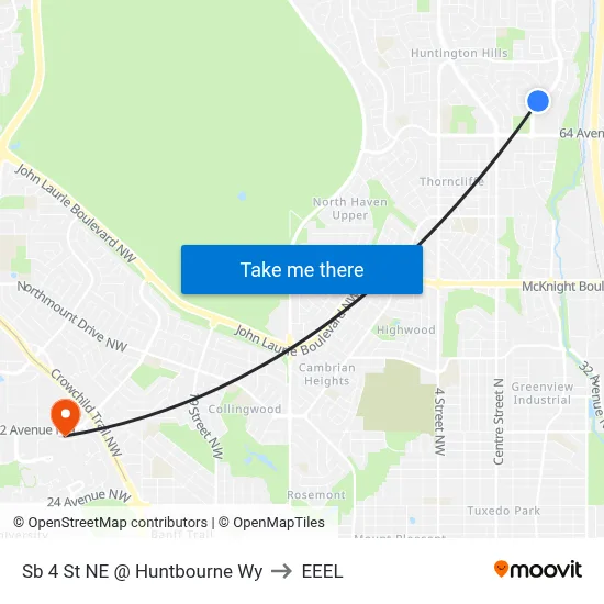Sb 4 St NE @ Huntbourne Wy to EEEL map