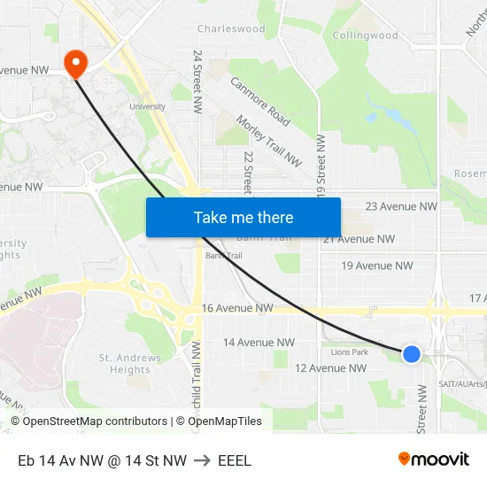 Eb 14 Av NW @ 14 St NW to EEEL map