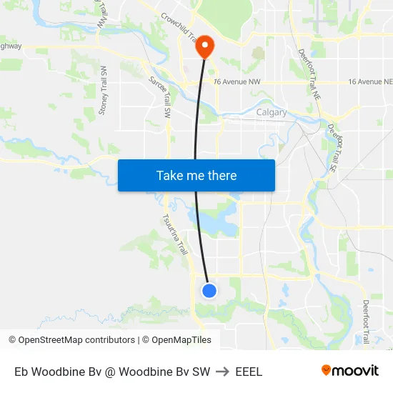 Eb Woodbine Bv @ Woodbine Bv SW to EEEL map