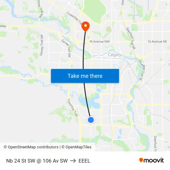 Nb 24 St SW @ 106 Av SW to EEEL map
