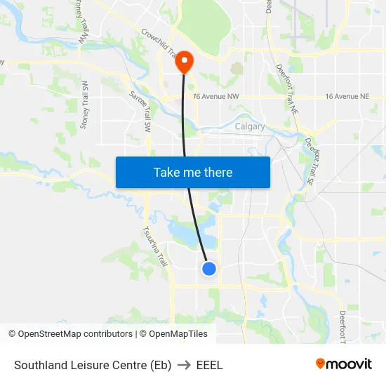 Southland Leisure Centre (Eb) to EEEL map