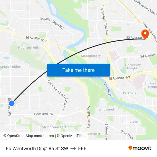 Eb Wentworth Dr @ 85 St SW to EEEL map