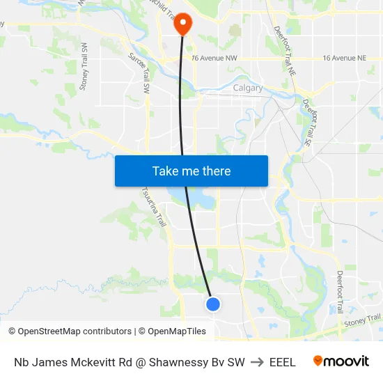 Nb James Mckevitt Rd @  Shawnessy Bv SW to EEEL map