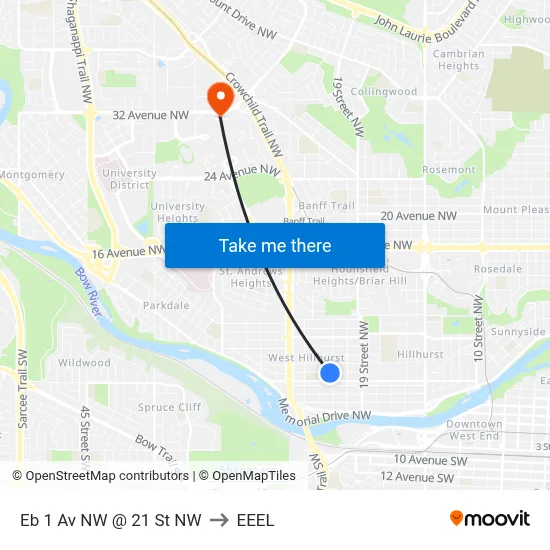 Eb 1 Av NW @ 21 St NW to EEEL map