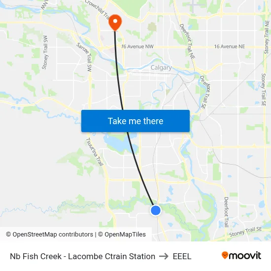 Nb Fish Creek - Lacombe Ctrain Station to EEEL map