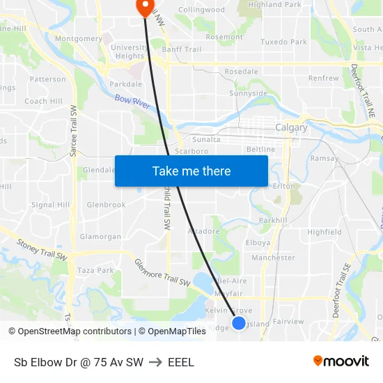 Sb Elbow Dr @ 75 Av SW to EEEL map