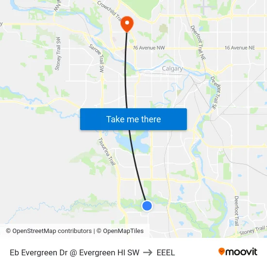 Eb Evergreen Dr @ Evergreen Hl SW to EEEL map