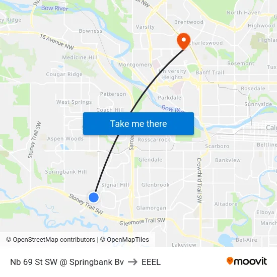 Nb 69 St SW @ Springbank Bv to EEEL map