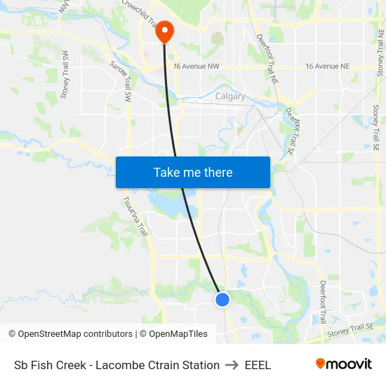 Sb Fish Creek - Lacombe Ctrain Station to EEEL map