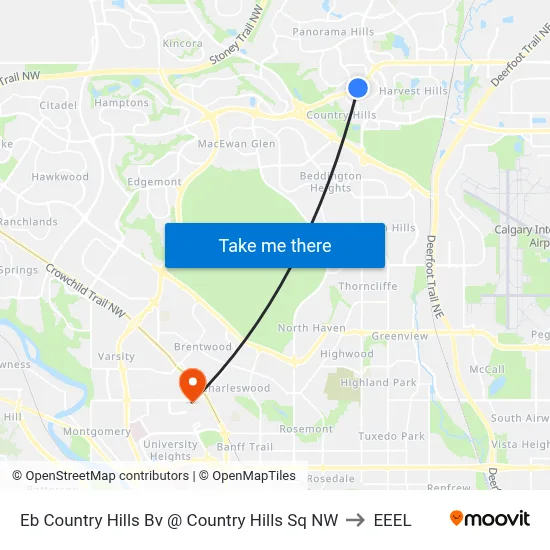 Eb Country Hills Bv @ Country Hills Sq NW to EEEL map