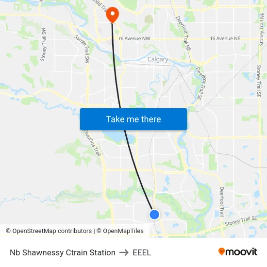 Nb Shawnessy Ctrain Station to EEEL map
