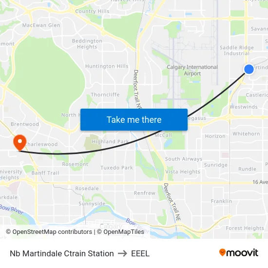 Nb Martindale Ctrain Station to EEEL map