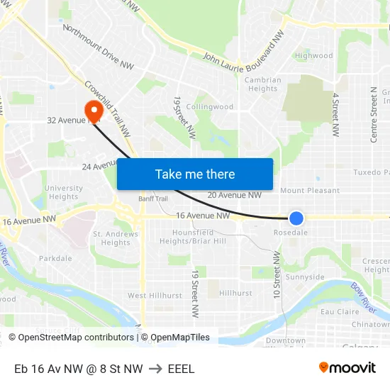 Eb 16 Av NW @ 8 St NW to EEEL map