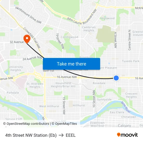 4th Street NW Station (Eb) to EEEL map