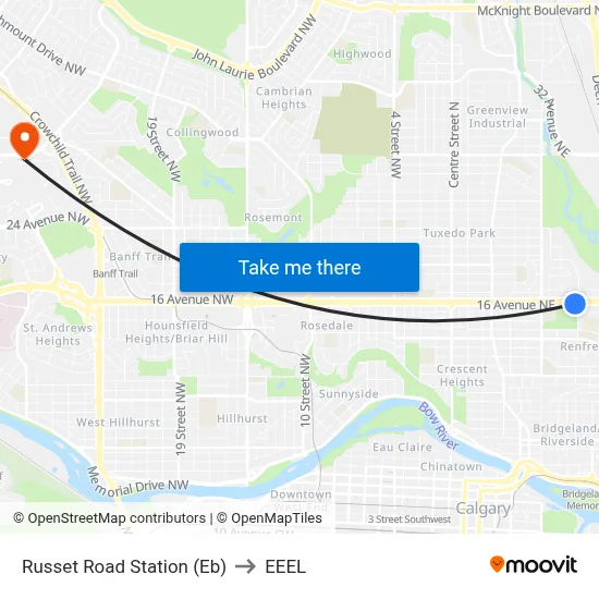 Russet Road Station (Eb) to EEEL map