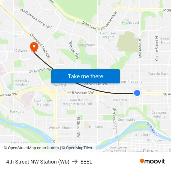 4th Street NW Station (Wb) to EEEL map