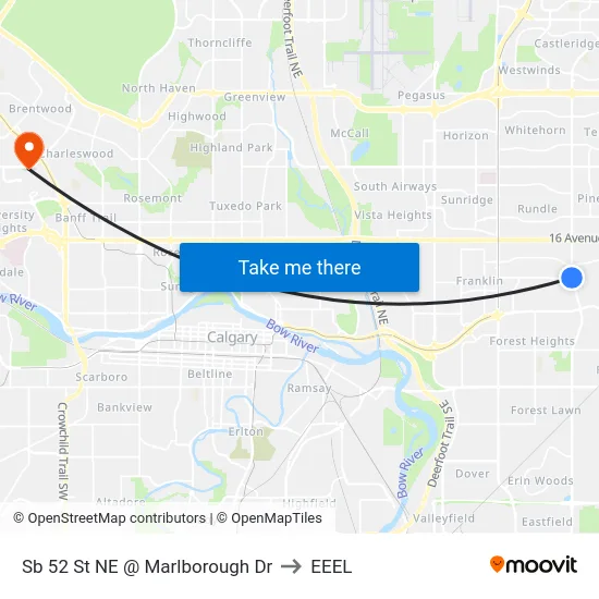 Sb 52 St NE @ Marlborough Dr to EEEL map