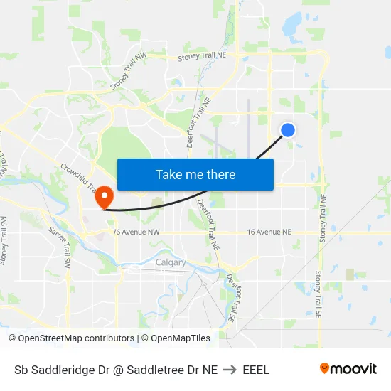 Sb Saddleridge Dr @ Saddletree Dr NE to EEEL map