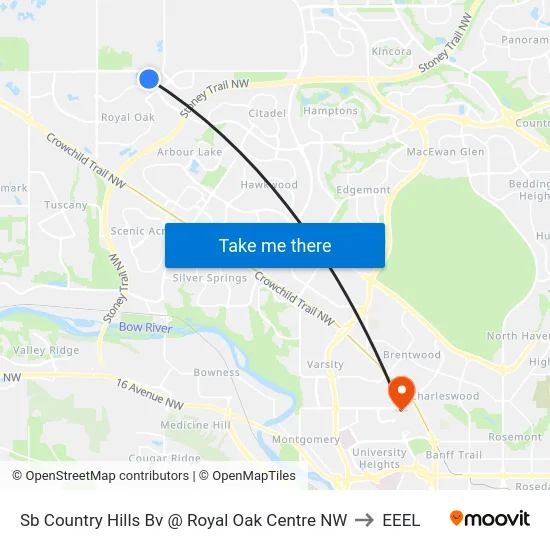 Sb Country Hills Bv @ Royal Oak Centre NW to EEEL map