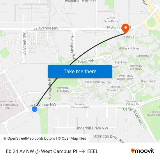 Eb 24 Av NW @ West Campus Pl to EEEL map