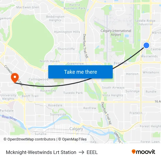 Mcknight-Westwinds Lrt Station to EEEL map