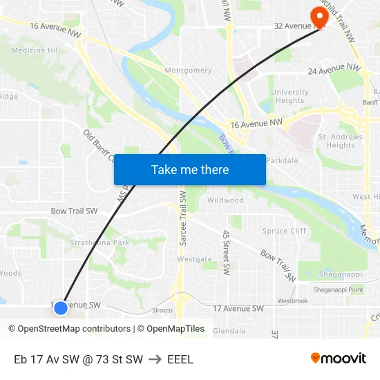 Eb 17 Av SW @ 73 St SW to EEEL map