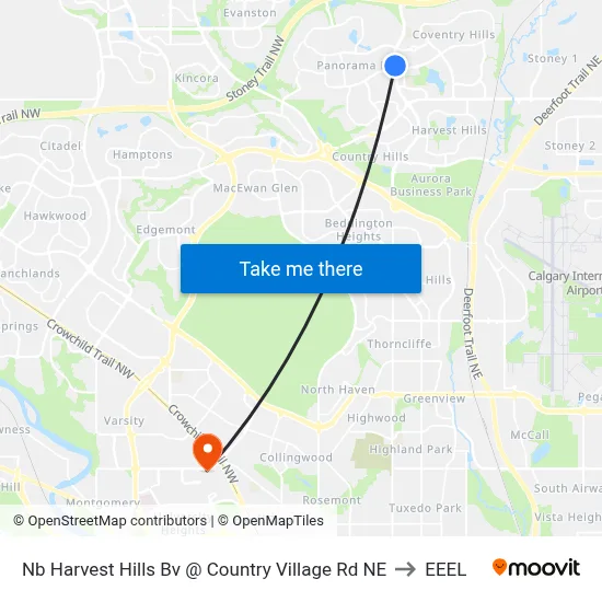 Nb Harvest Hills Bv @ Country Village Rd NE to EEEL map