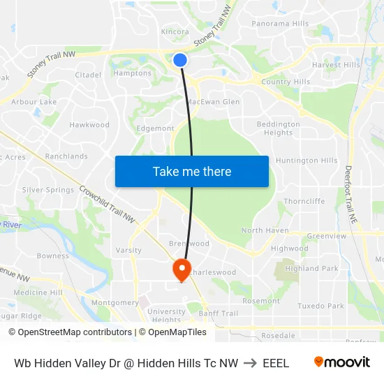 Wb Hidden Valley Dr @ Hidden Hills Tc NW to EEEL map