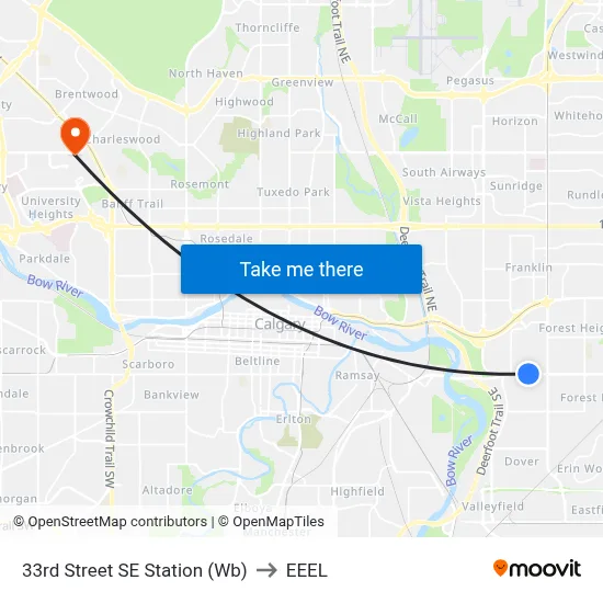 33rd Street SE Station (Wb) to EEEL map