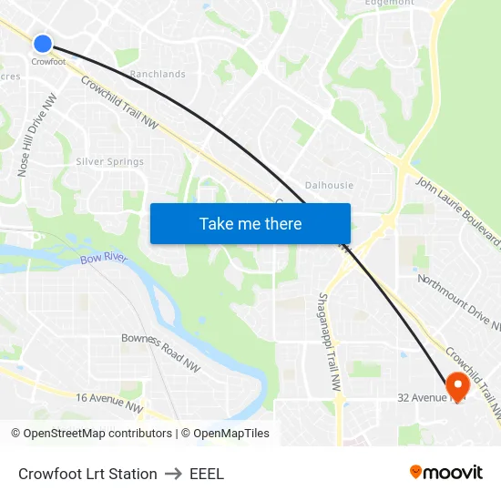 Crowfoot Lrt Station to EEEL map
