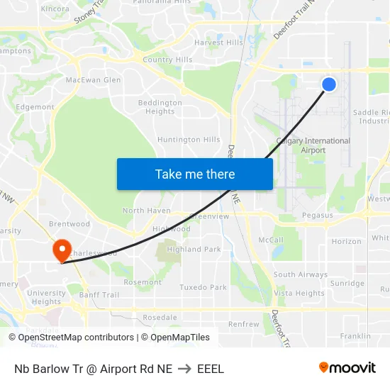 Nb Barlow Tr @ Airport Rd NE to EEEL map