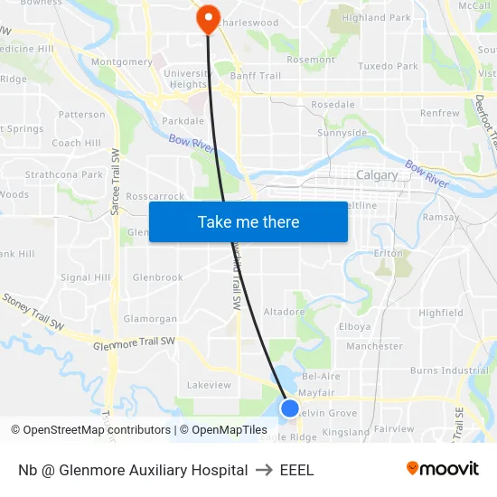 Nb @ Glenmore Auxiliary Hospital to EEEL map