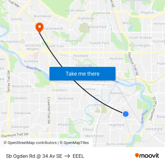 Sb Ogden Rd @ 34 Av SE to EEEL map