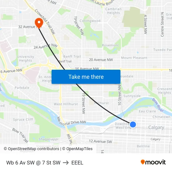 Wb 6 Av SW @ 7 St SW to EEEL map