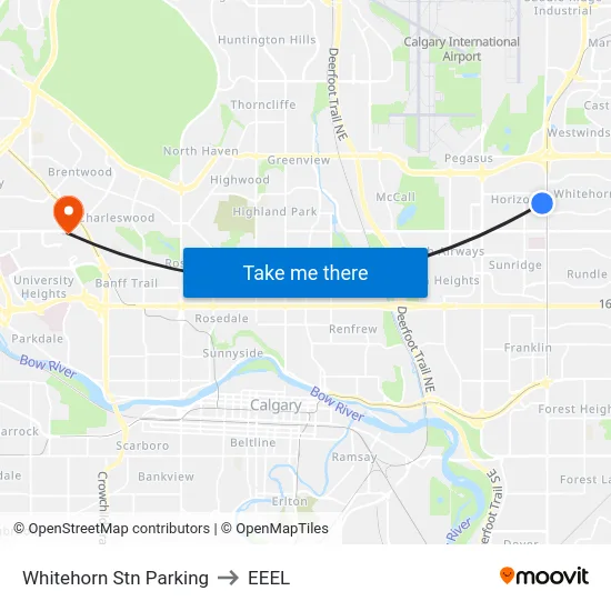 Whitehorn Stn Parking to EEEL map
