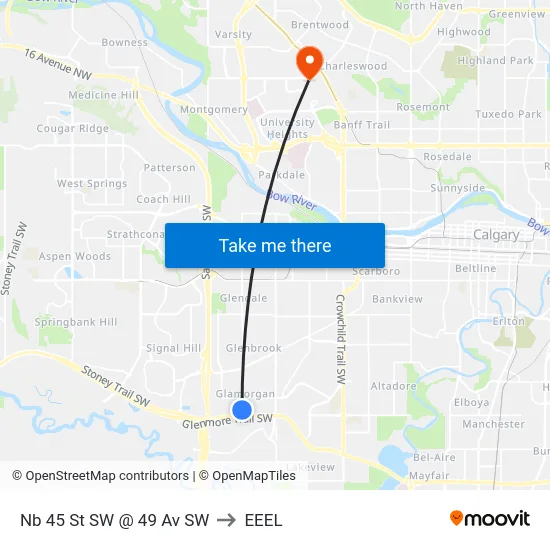 Nb 45 St SW @ 49 Av SW to EEEL map