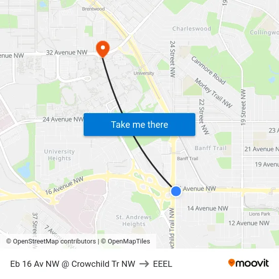 Eb 16 Av NW @ Crowchild Tr NW to EEEL map