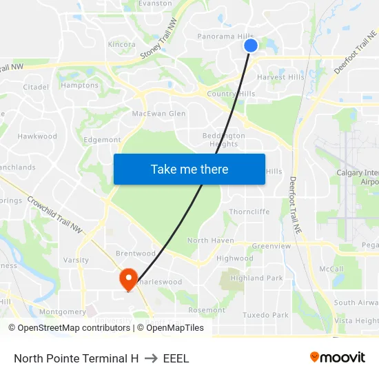 North Pointe Terminal H to EEEL map