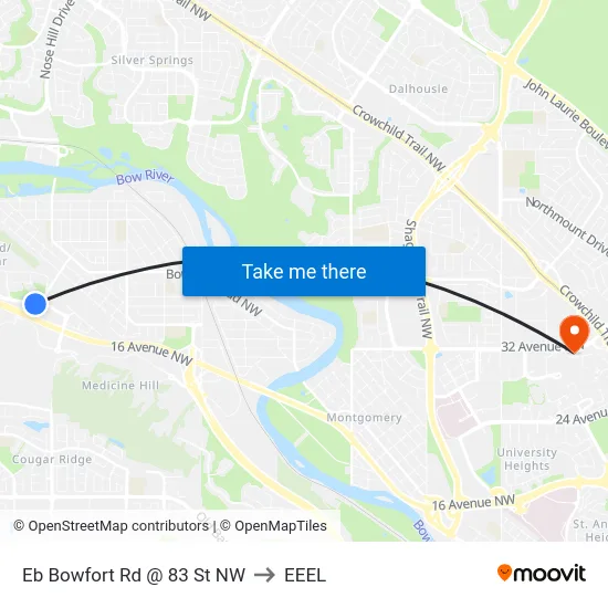 Eb Bowfort Rd @ 83 St NW to EEEL map