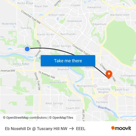 Eb Nosehill Dr @ Tuscany Hill NW to EEEL map