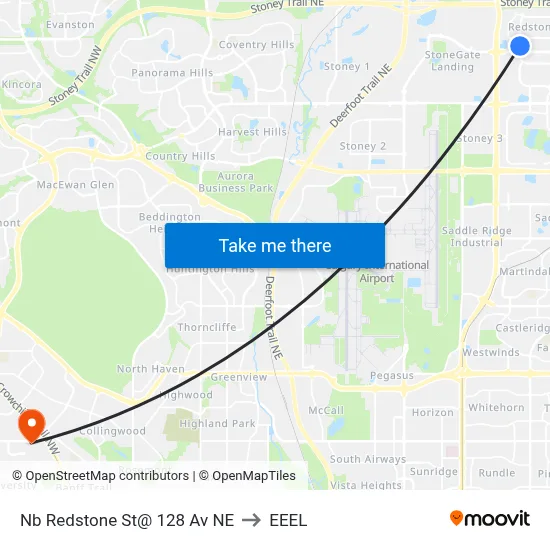 Nb Redstone St@ 128 Av NE to EEEL map