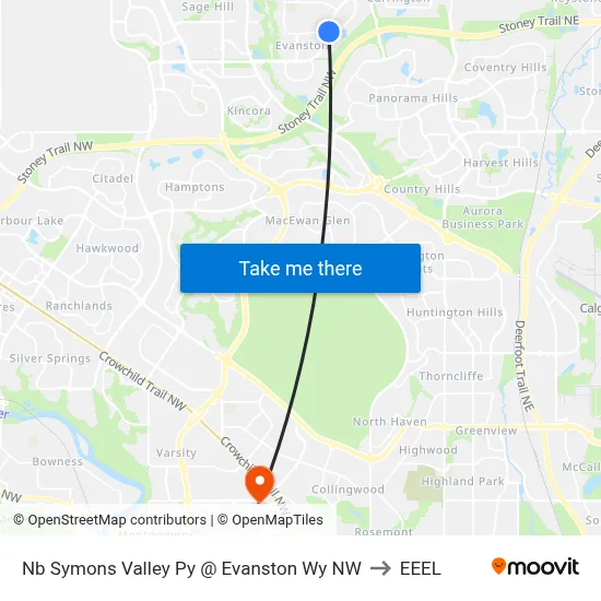 Nb Symons Valley Py @ Evanston Wy NW to EEEL map